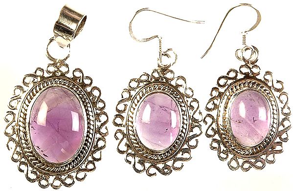 Amethyst Pendant with Matching Earrings