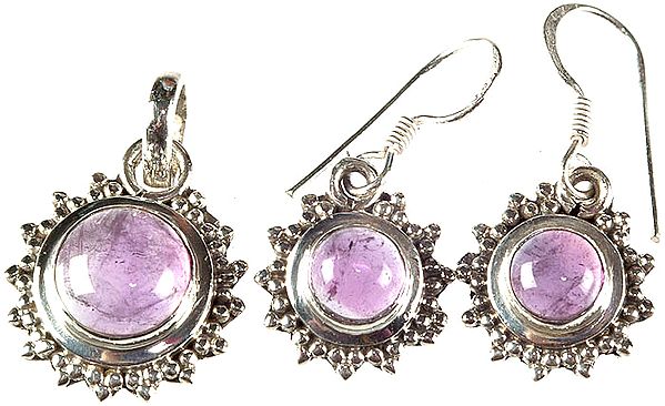 Amethyst Pendant with Matching Earrings Set