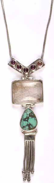 Amethyst, Rutile & Turquoise Necklace
