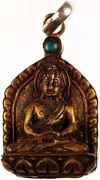 Amitabha Buddha Antiquated Pendant with Turquoise