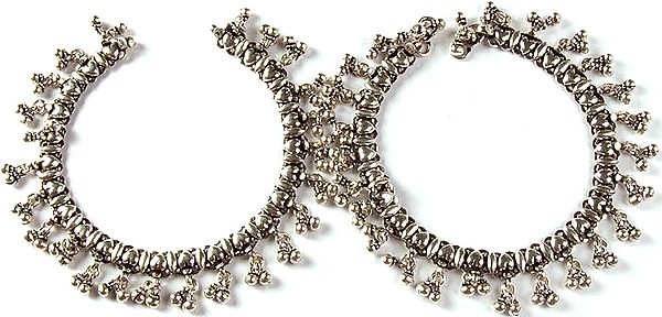 Anklets of Sterling Silver with Charms (Price Per Pair)