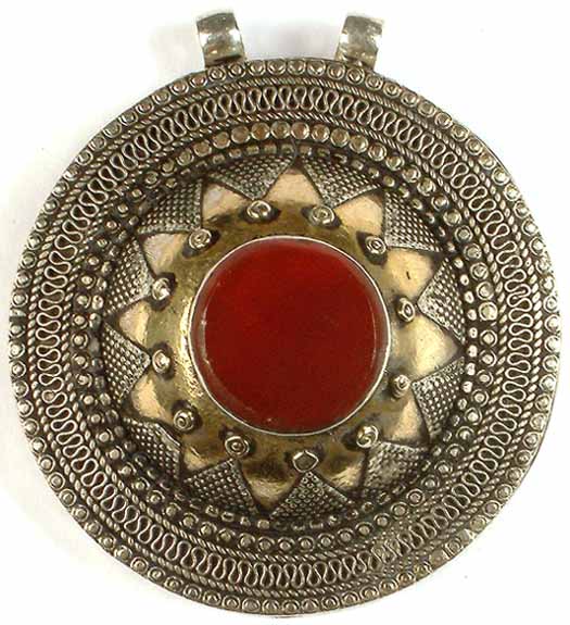 Antiquated Carnelian Pendant from Afghanistan with Filigree Border and Granulation