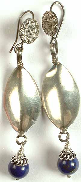 Antiquated Earrings from Rajasthan with Dangling Lapis Lazuli