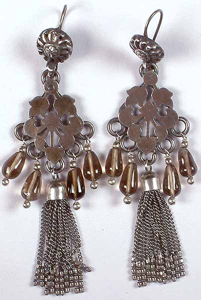 Antiquated Earrings with Smoky Quartz & Sterling Showers