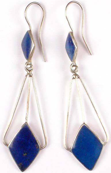 Antiquated Lapis Lazuli Inlay Earrings from Afghanistan