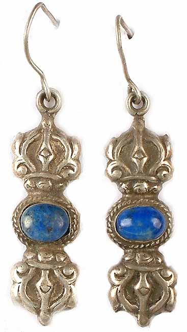 Antiquated Lapis Lazuli Vajra (Dorje) Earrings