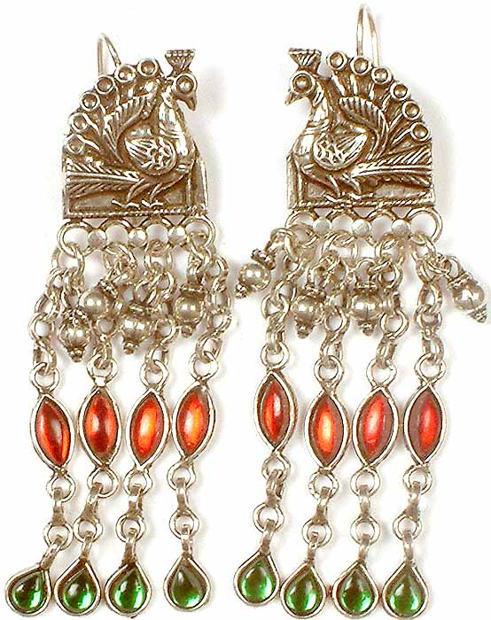Antiquated Peacock Earrings with Kundan Flavor