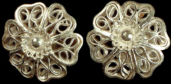 Antiquated Silver Filigree Flower Tops