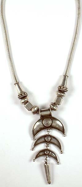 Antiquated Sterling Crescent Necklace