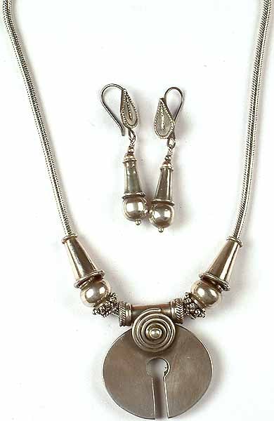Antiquated Sterling Fertility Necklace With Earrings Set