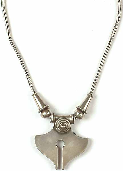 Antiquated Sterling Yoni Necklace With Spiral