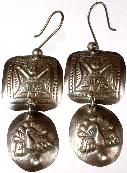 Antiquated Tribal Goddess Earrings with Peacock