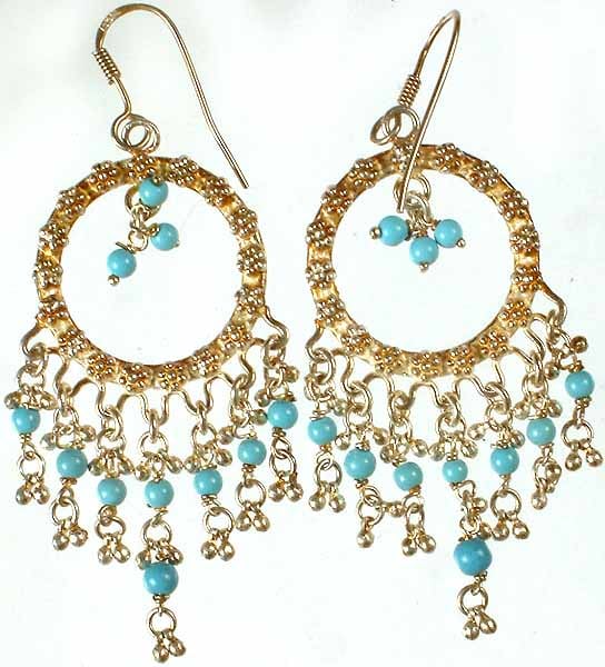 Antiquated Turquoise Hoop Chandeliers