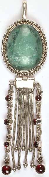Apatite Pendant with Garnet & Sterling Showers