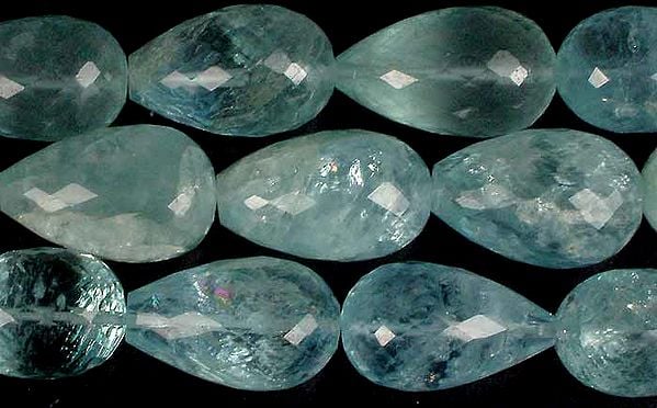 Aquamarine Faceted Straight Drilled Drops