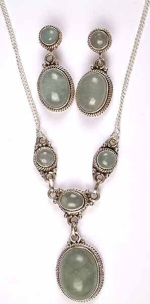 Aquamarine Necklace & Earrings Set