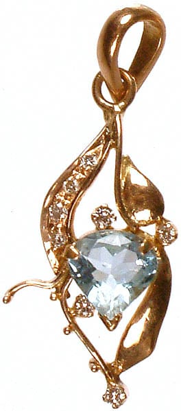 Aquamarine Pendant with Diamonds