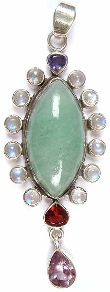 Aquamarine Pendant with Gemstones