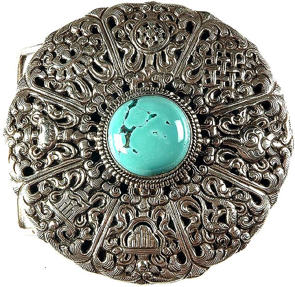 Belt Buckle with Central Turquoise