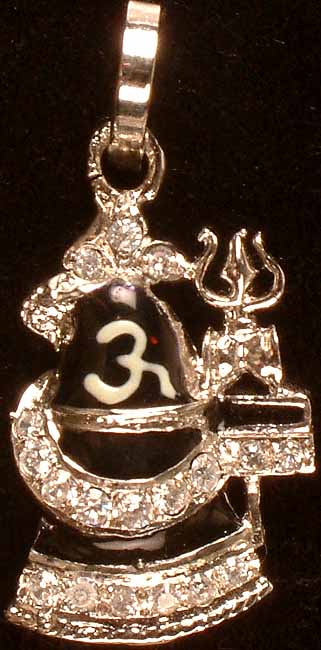 Auspicious Shiva-linga with Trident & Damaru