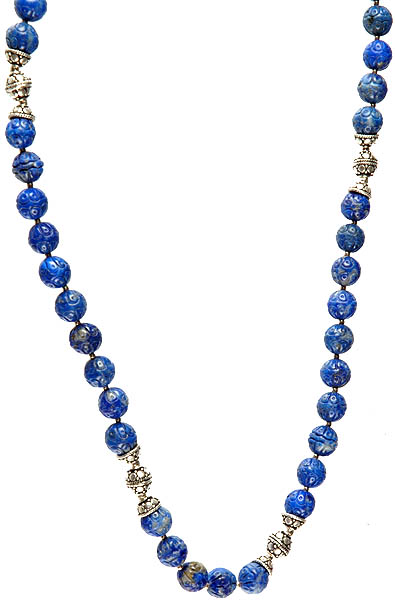 Beaded Necklace of Carved Lapis lazuli