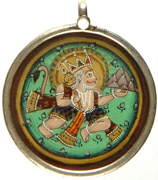 Bearded Lord Hanuman Carrying Mount Sanjeevani