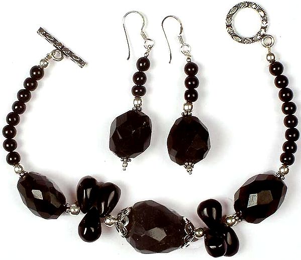 Black Only Bracelet & Earrings Set