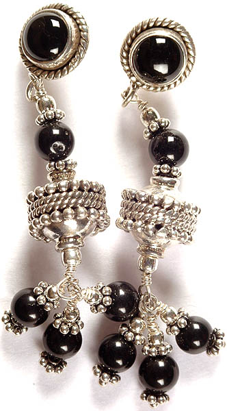 Black Onyx Beaded Earrings
