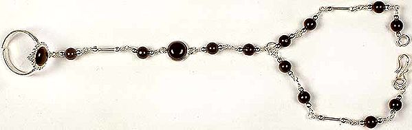 Black Onyx Bracelet with Attached Ring