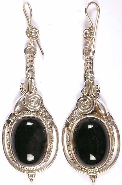 Black Onyx Cabochon Earrings