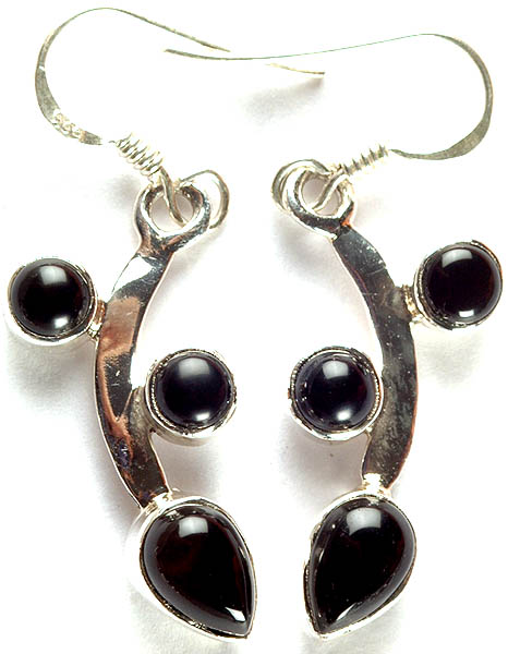 Black Onyx Cabochon Earrings