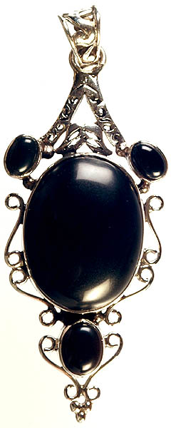 Black Onyx Crown Pendant