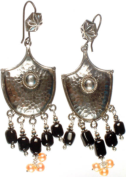 Black Onyx Dimple Chandeliers with Pink Pearl