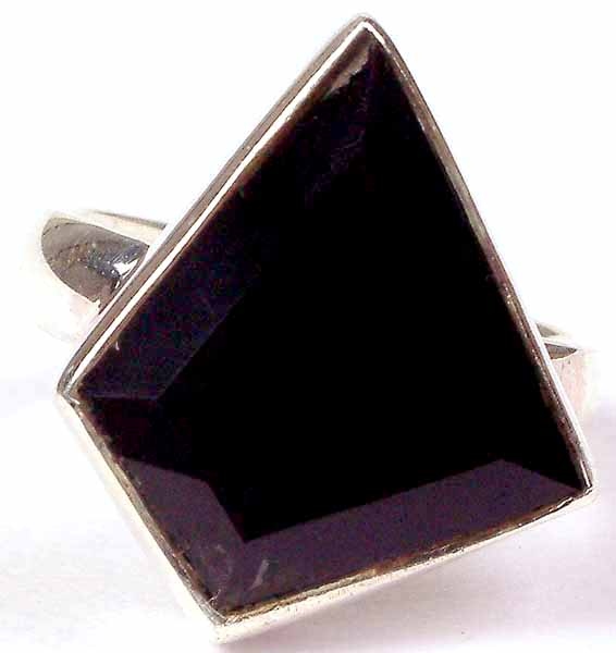 Black Onyx Faceted Ring