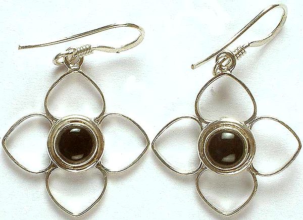 Black Onyx Flower Earrings