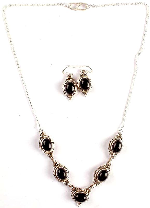 Black Onyx Necklace and Earrings Set