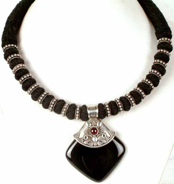 Black Onyx Necklace with Matching Thread