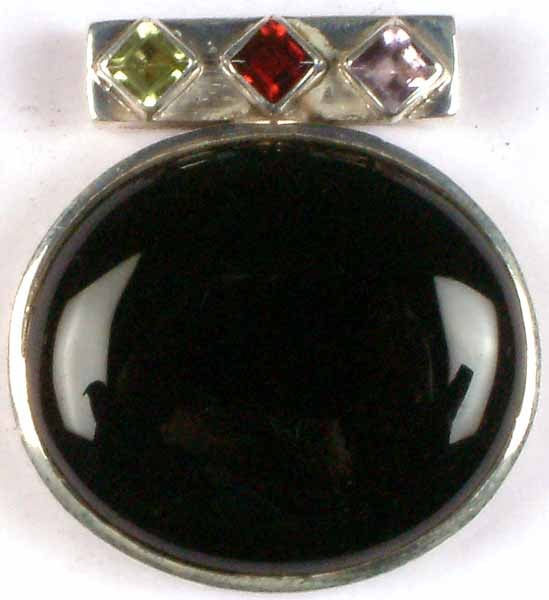Black Onyx Pendant with Gemstones