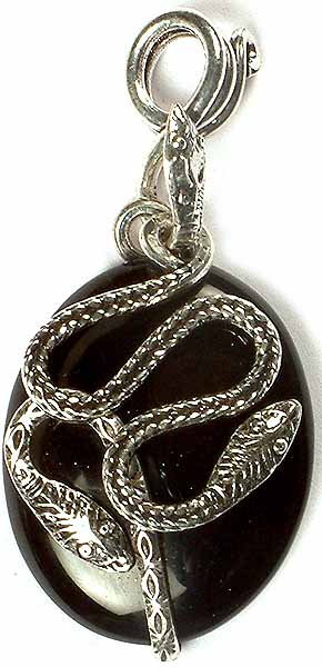 Black Onyx Pendant with Serpents