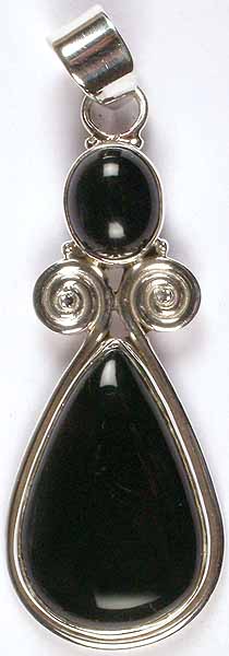 Black Onyx Pendant with Spiral
