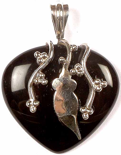 Black Onyx Pendant with Sterling Vines