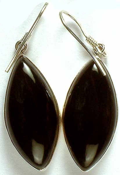 Black Onyx Pointed Oval Earrings