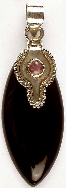 Black Onyx Pointed Oval with Amethyst