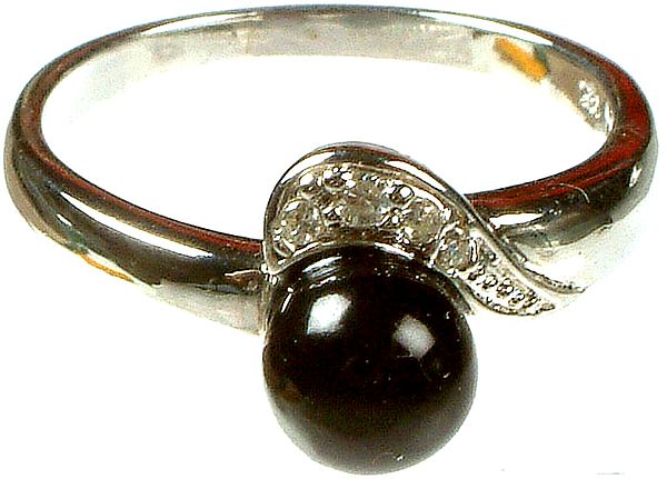 Black Onyx Ring with Cubic Zirconia