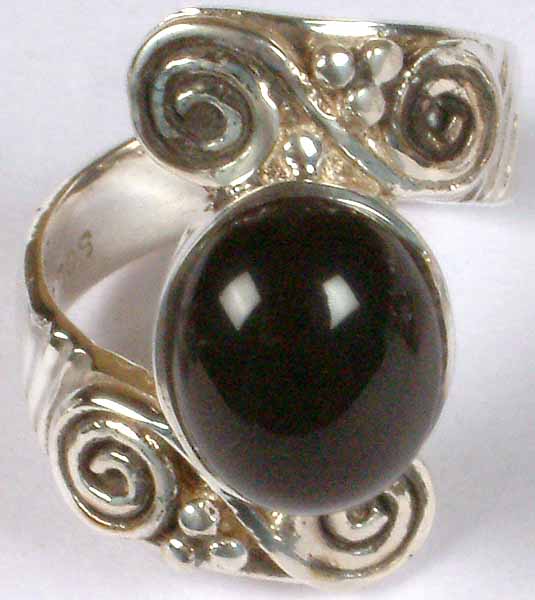 Black Onyx Ring with Spirals