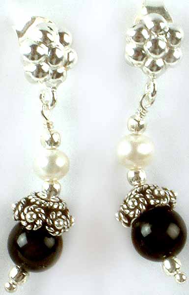 Black Onyx with Pearl Earrings
