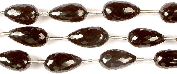 Black Spinel Faceted Straight Drilled Drops