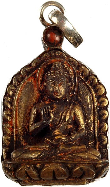 Blessing Buddha Antiquated Pendant with Coral