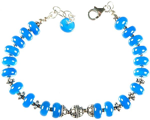 Blue Chalcedony Beaded Bracelet