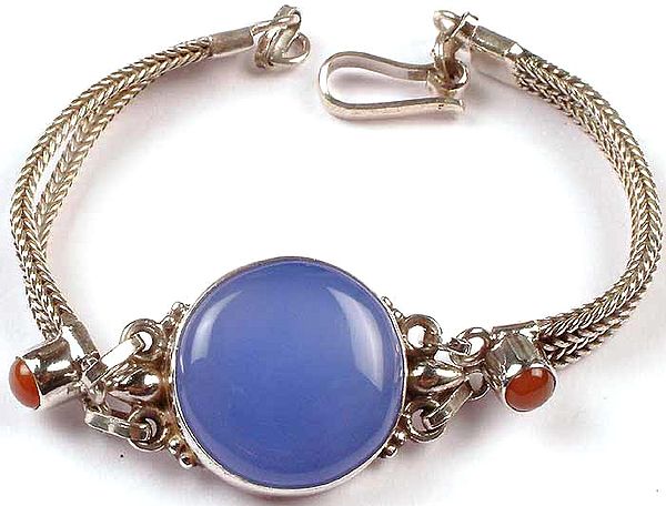 Blue Chalcedony Bracelet with Carnelian